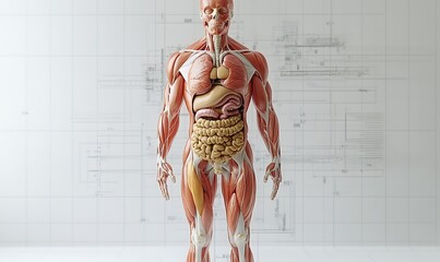 Wall Mural - Anatomy of the human body with digestive system. 3d illustration design