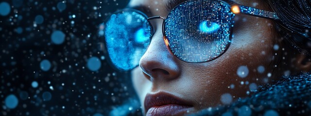 A blue digital hacker with glowing binary code, AI in cybersecurity systems, threat detection algorithms, penetration testing tools, and digital forensics analysis. cybercrime, cyber attack design,