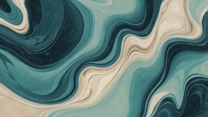 Aufkleber - Abstract illustration colorful paint style background combination of wavy liquid form green, yellow and white colors