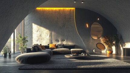 Poster - Modern room interior in high resolution 3D rendered illustration
