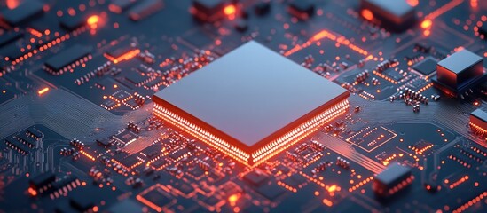 Aufkleber - AI technology concept featuring an integrated circuit chip on a printed circuit board highlighting the microprocessor and circuit design