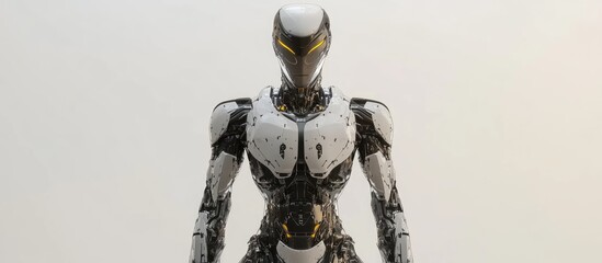 Poster - 3D rendering of a full body humanoid robot on a white backdrop