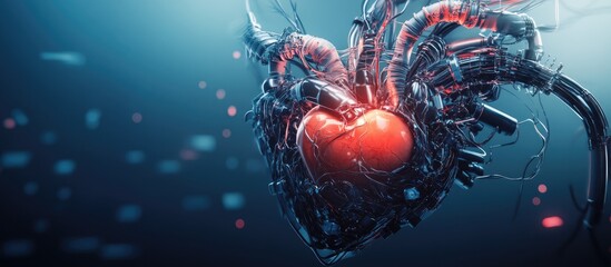 Poster - Futuristic 3D rendering of a robotic heart organ