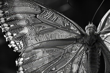 Aufkleber - a close up of a butterfly wing with water droplets delicate patterns on the wings of a butterfly