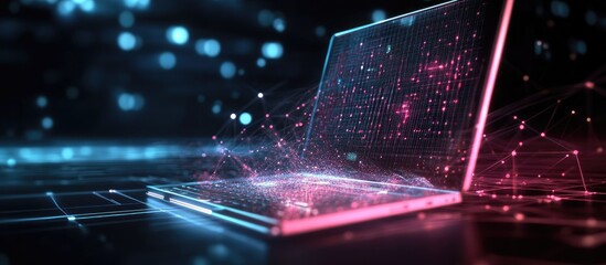 Poster - 3D visualization of a laptop connected to a 5G network