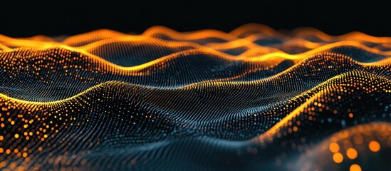 Fototapete - 3D rendering of technological structure lines against a black background showcasing a digital computer illustration