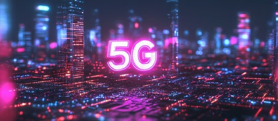 Aufkleber - High speed 5G internet communication technology in a digital smart city environment 3D illustration