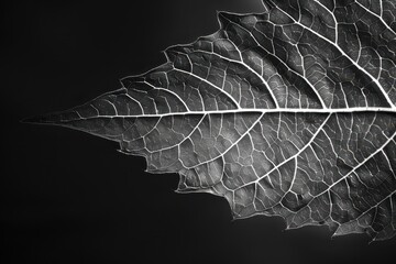Leinwandbilder - a close up of a leaf with a drop of water on it delicate veins of a leaf illuminated by soft light
