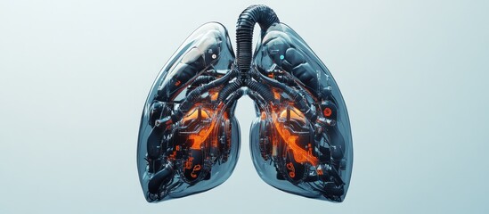 Poster - Futuristic cybernetic lungs Isolated 3D rendering of internal robotic organs