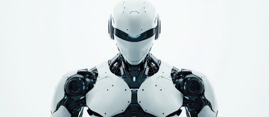 Poster - Futuristic military robotic figure against a white backdrop