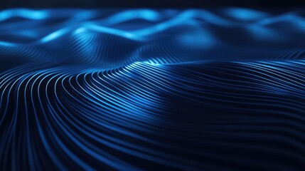Poster - Glowing abstract circular lines on a dark blue backdrop Geometric striped line art Modern luminous blue lines Ideal for posters covers banners brochures and websites
