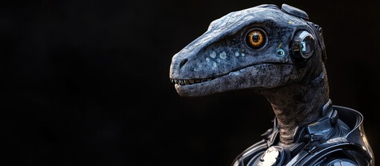 Poster - 3D illustration of a velociraptor inspired robot portrait