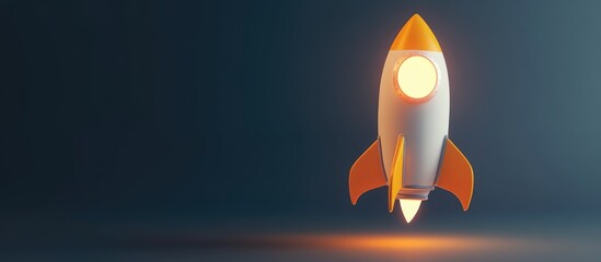 Illustration of a rocket with a blank space suitable for advertisements related to startups and cryptocurrency EPS 10