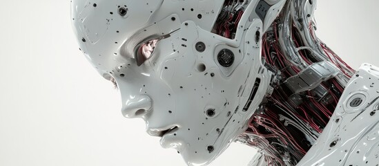 Aufkleber - Intricate artwork depicting a futuristic robotic or android brain concept