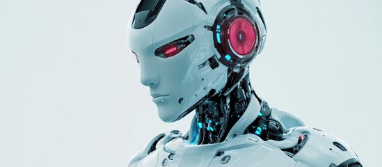 Poster - Handsome smart robot character in 3D rendering