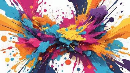 Wall Mural - a background illustration sprinkled with colorful ink generative ai