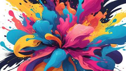 Wall Mural - a background illustration sprinkled with colorful ink generative ai
