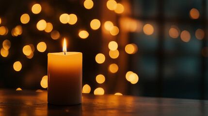 Candle glowing flames burned steadily, casting a soft candlelight brightened dark room with warm, festive light, enhancing Christmas celebration wax dripped slowly against backdrop of black night.