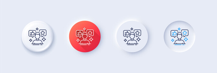 Poster - social media line icon. neumorphic, red gradient, 3d pin buttons. influence sign. media specialist s