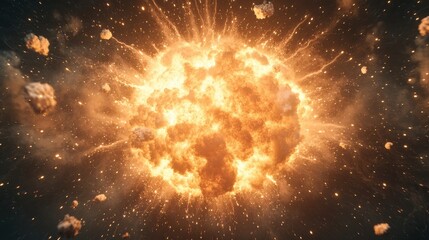 Canvas Print - Fiery Explosion with Smoke and Sparks