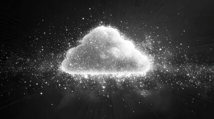 Sticker - Abstract Cloud with Glowing Particles  Digital Art  Futuristic Background