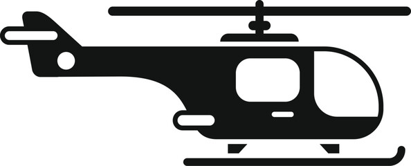 Wall Mural - Simple black icon of a helicopter flying in the sky with skids instead of wheels