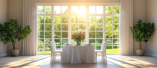 Elegant Dining Room with Sunlit Window View