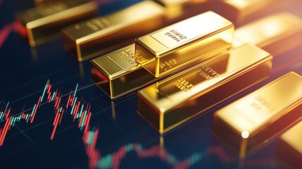 Sticker - Gold Bars and Stock Market Chart