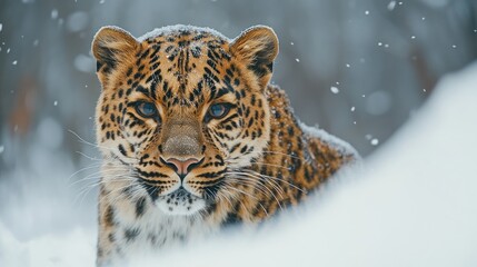 Canvas Print - Leopard in Snowy Landscape