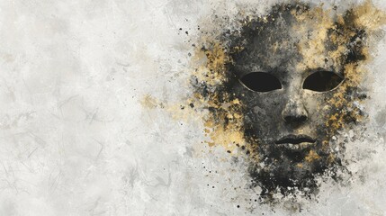 Poster - Abstract Golden and Black Mask on Grunge Background