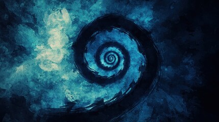 Poster - Abstract Blue Watercolor Spiral Background