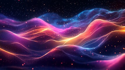 Poster - Abstract background with neon light waves and bokeh.