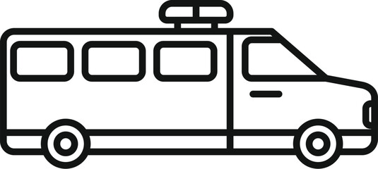 Poster - simple black and white icon of a passenger transportation van representing public transport