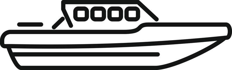 Poster - patrol boat icon, outline style, coast guard boat sailing to rescue people