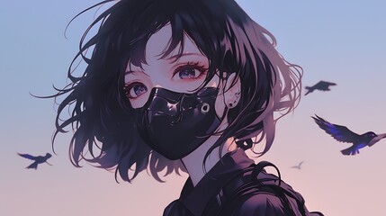 Sticker - anime girl wearing mask