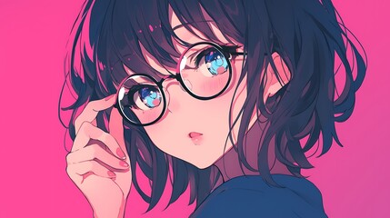 Canvas Print - anime girl wearing glasses