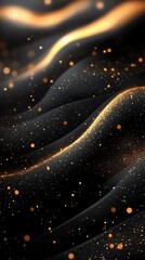 Poster - Abstract black and gold background with bokeh.