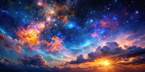 Wall Mural - nebula and stars in a vibrant night sky with a space background, nebula, stars, night sky, space, as