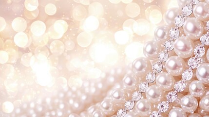 Sticker - Elegant Pearl and Diamond Jewelry with Bokeh Background