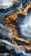 Poster - Abstract Black and Gold Swirls.