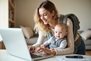 mother and child working on laptop