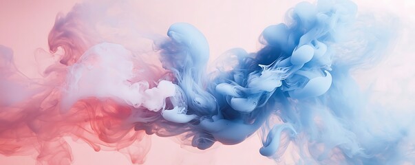 Delicate blush and blue smoke vapor against a neutral canvas.