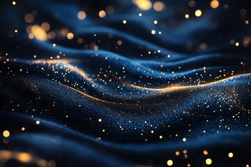 Poster - Abstract blue and gold bokeh background.