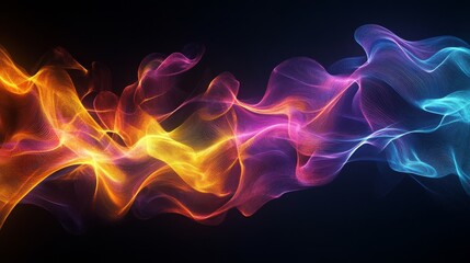 Poster - Vibrant and dynamic motion light trails create a contemporary abstract design, beautifully showcasing highspeed movement in a vivid array of colors set against a dark, contrasting background