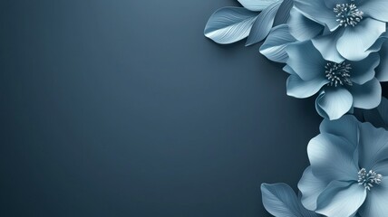 Canvas Print - A blue background with flowers on it