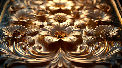 Golden Floral 3D Illustration