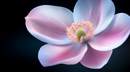 Poster - A close up of a pink flower with a green center