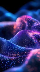 Poster - Abstract colorful glowing particles background.