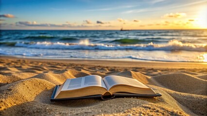 Bible on sandy beach with space for text, Bible, beach, copy space, sand, ocean, relaxation, vacation, reading, spiritual