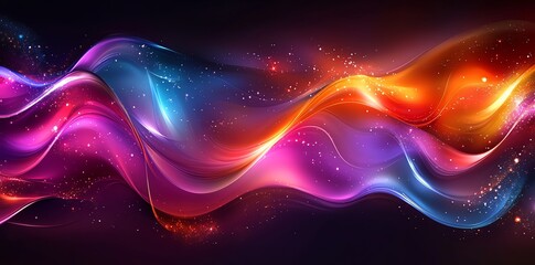 Poster - Abstract colorful glowing waves.